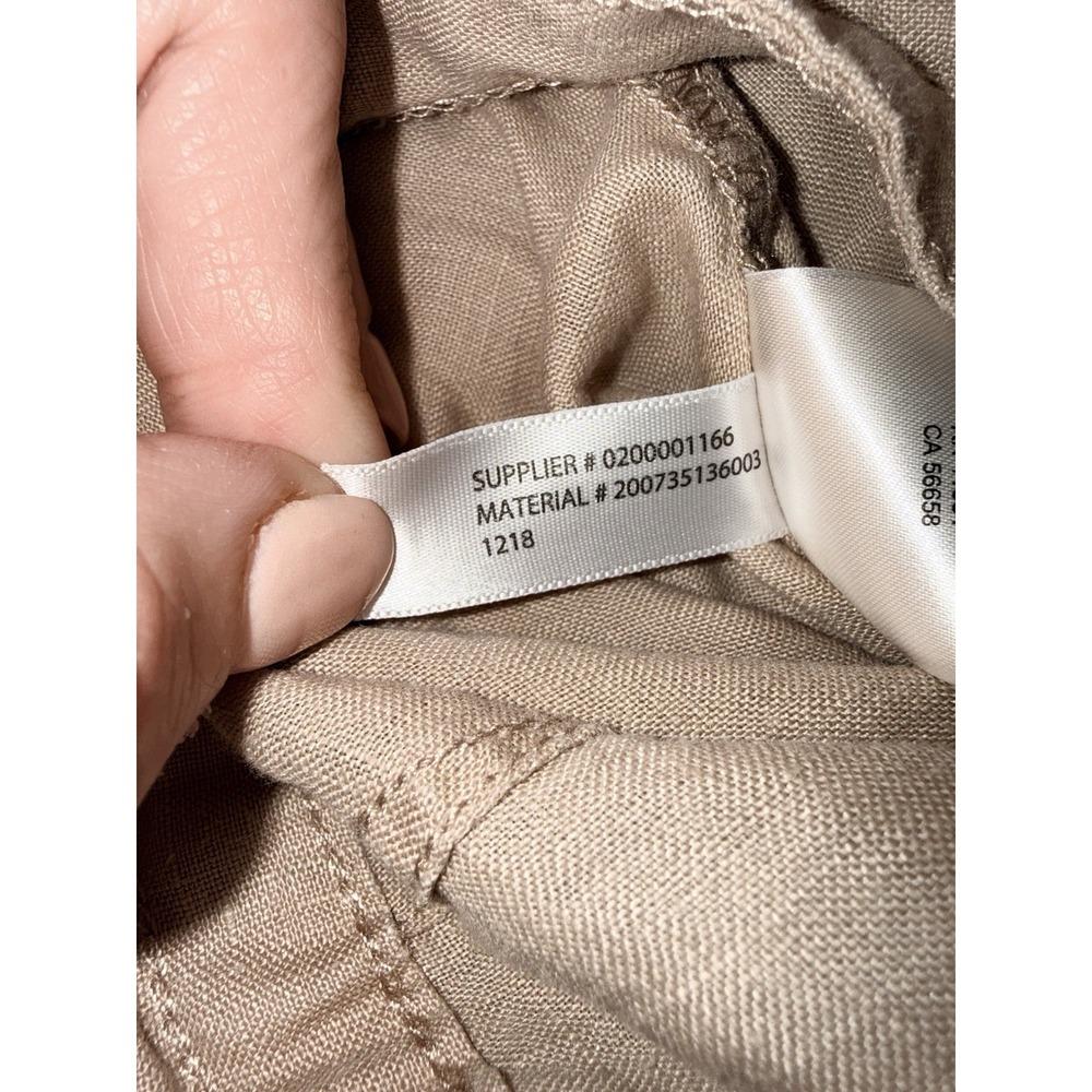 Lauren Ralph Lauren Jovonie 100% Linen Wide Leg Birch Tan Pants Sz 12 - Picture 12 of 13